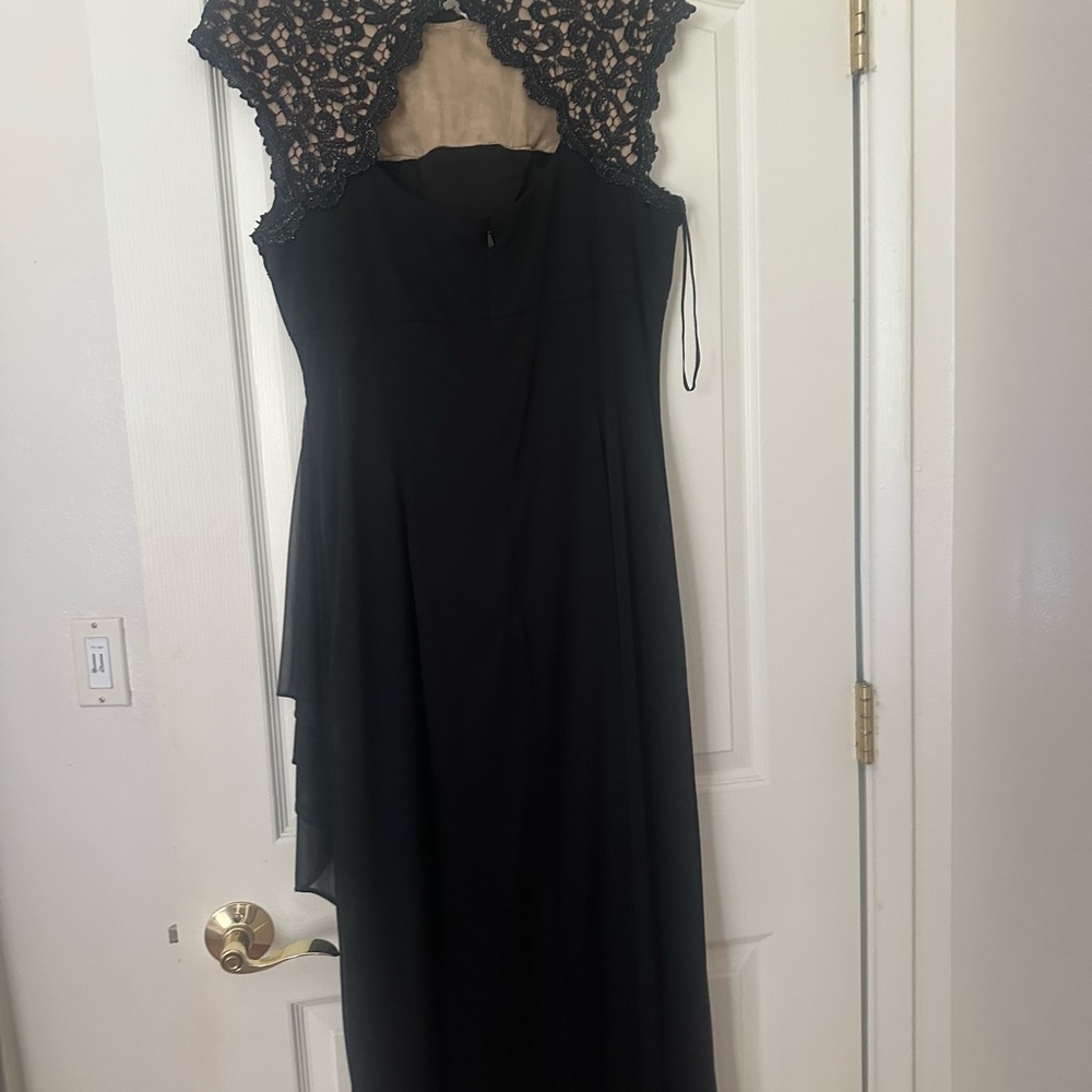Alex Evenings Black Asymmetrical Gown Cocktail
